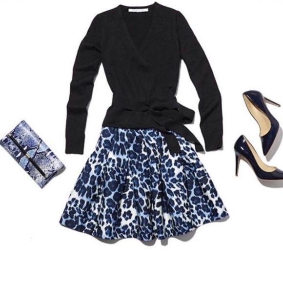 Diane Von Furstenberg Gemma Pleated Animal Print Silk Blend Skirt Size 12 - Picture 9 of 9